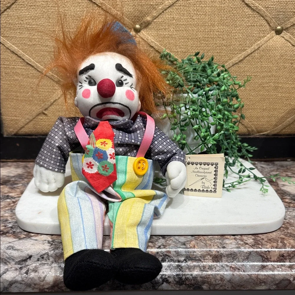 Vintage Clown Doll with Striped Pants